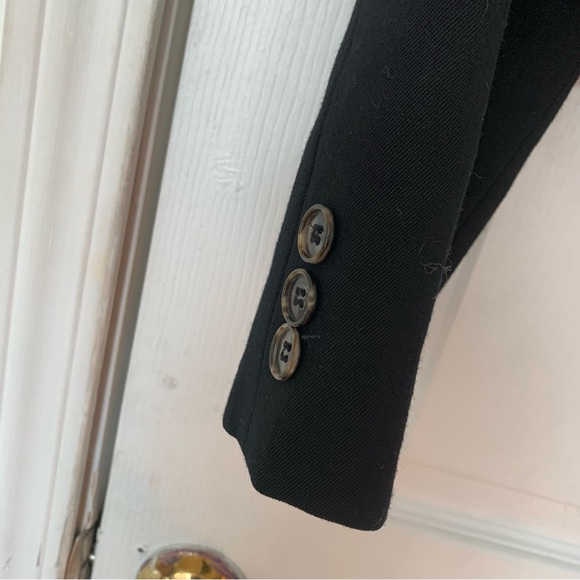 Vintage 100% Wool Black Double Breasted Cropped Blazer 8 - Picture 2 of 7